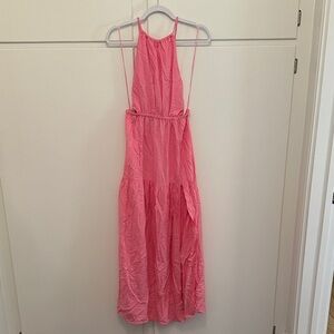 NEW L*Space Pink Halter Maxi Dress Cutout Open Back